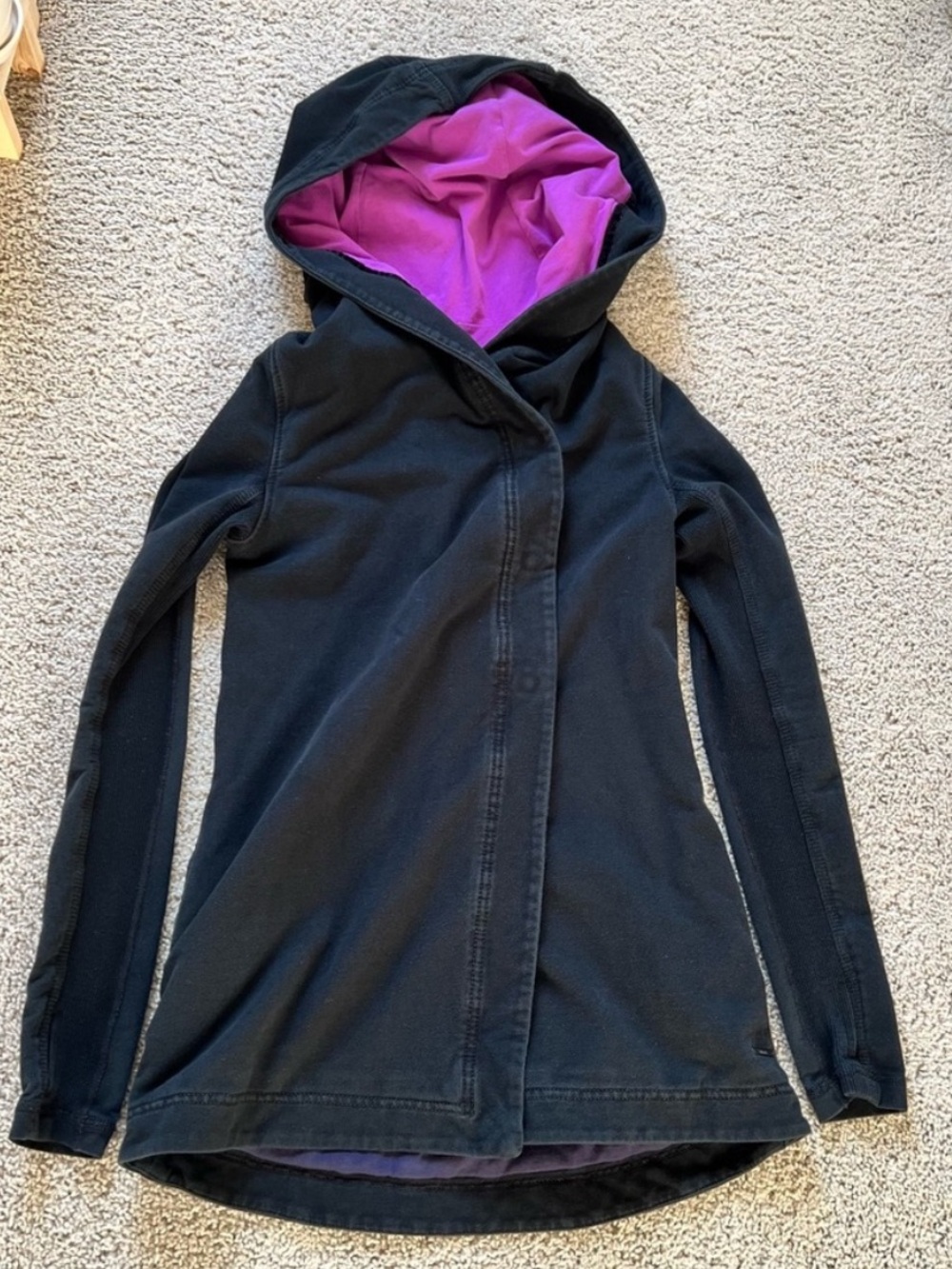 Lululemon Black Awareness Wrap Hooded Jacket with Purple Lining